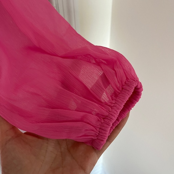 Hot pink Express tie-front blouse in XS - Picture 7 of 8